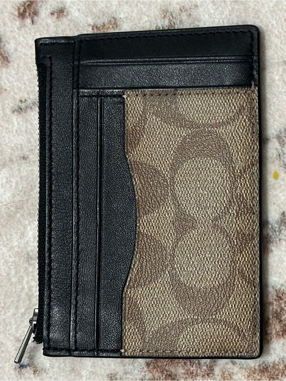 Coach Signature Card Holder with Zip Pocket